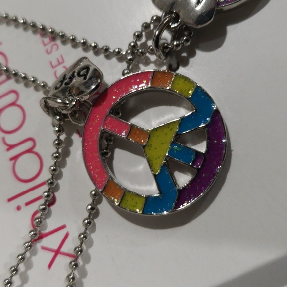 Xhilaration Silver tone Rainbow Peace Sign BFF Necklace Set - Friendship Jewelry - Picture 6 of 7